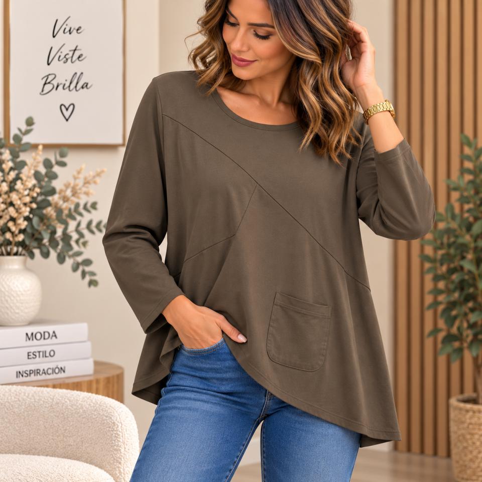 Blusa Bolsillo Manga Larga