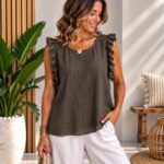 Blusa de Hueco Lino con Volante