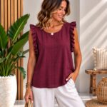 Blusa de Hueco Lino con Volante