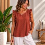 Blusa de Hueco Lino con Volante