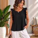 Blusa de Hueco Lino con Volante