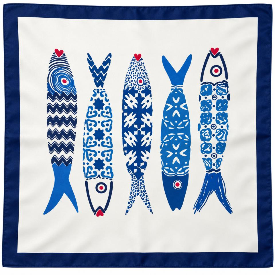 Pañuelo de Seda Peces 70x70