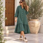 Vestido Largo Abotonado con Vuelos