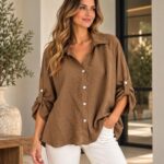Camisa Botones con Panel de Abeja en Cuello