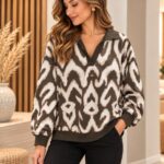 Sudadera Capa de Aire con Cuello Estampada